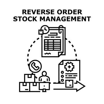Reverse order stock management process concept Stock Illustration