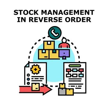 Reverse order stock management process handling product returns Stock Illustration