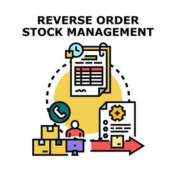 Reverse order stock management process concept Stock Illustration