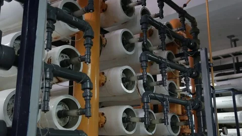 Reverse osmosis and nanofiltration system in a water filtration plant in Penghu. Stock Footage