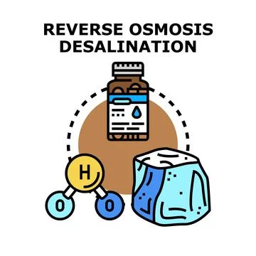 Reverse osmosis desalination process purifying water resources Stock Illustration
