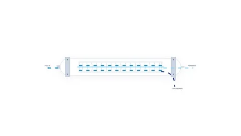 Reverse Osmosis Pressure Vessel Engineering Diagram with Membrane Filtratio.. Stock Footage 346674538