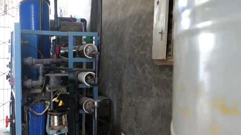 Reverse osmosis water purification system operating in Sindh Stock Footage 313475745