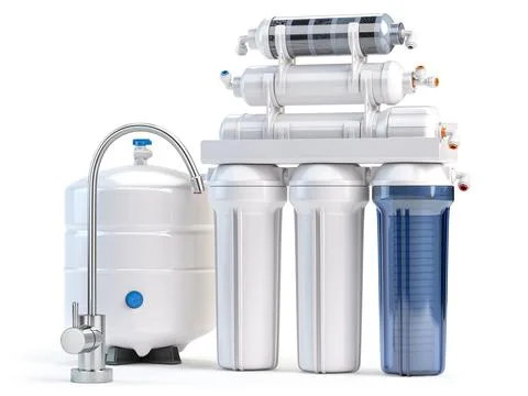 Reverse osmosis water purification system isolaterd on white. Water cleaning  Stock-Illustration