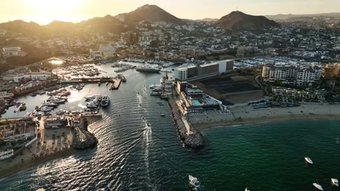 Reverse out of cabo marina at sunset zoom Cabo San Lucas, Los Cabos, mexico 库存影片 236741110