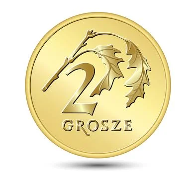 Reverse Polish money, two grosz copper coin. Vector illustration. Stock Illustration