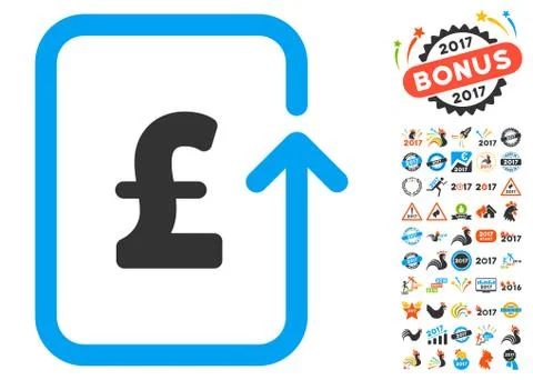 Reverse Pound Transaction Icon With 2017 Year Bonus Symbols Stock Illustration