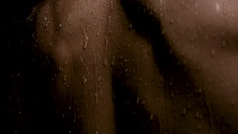 Reverse Rain Water Falling on Muscular Man's Back Stock Footage 270316083