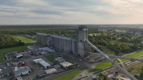 Reverse Reveal of the St Charles Grain Elevator Stock Footage 254073317
