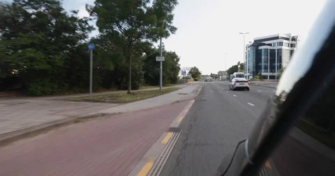 Reverse Shot - View Of Traffic From A Moving Vehicle, Camera On The Stock Footage 114856871