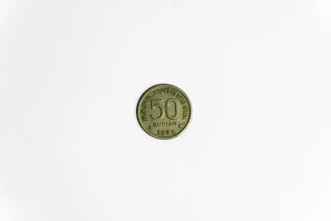 Reverse Side of 50 Rupiah Coin 1971 Greater Bird of Paradise Cendrawasih Stock-Fotos