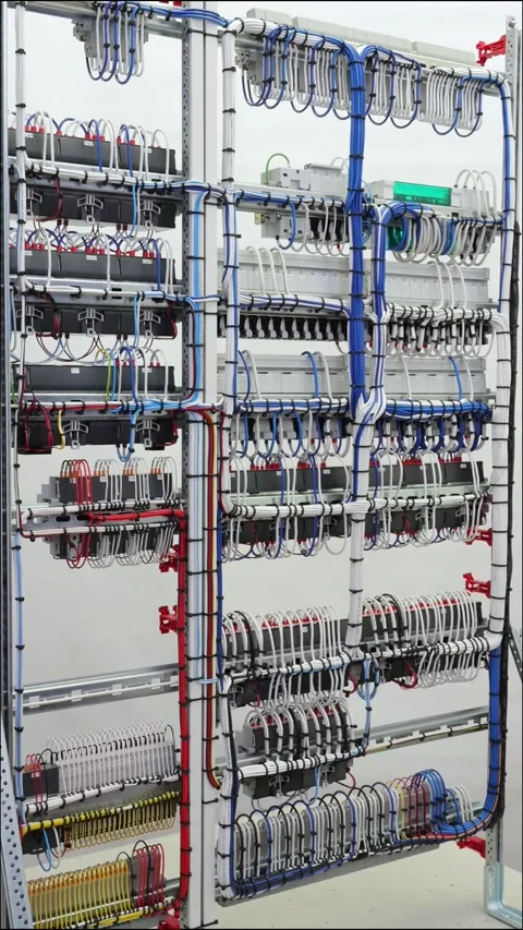 The reverse side of the electrical switchboard. Stock Footage 339298357