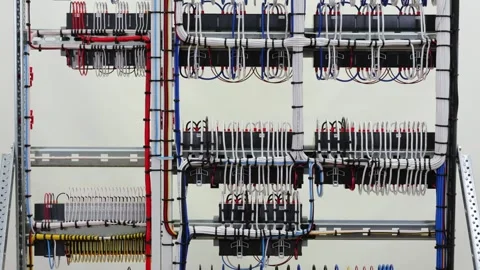 The reverse side of the electrical switchboard. Stock Footage 339298497