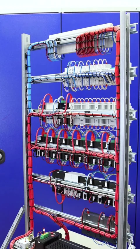 The reverse side of the electrical switchboard. Stock Footage 339298645