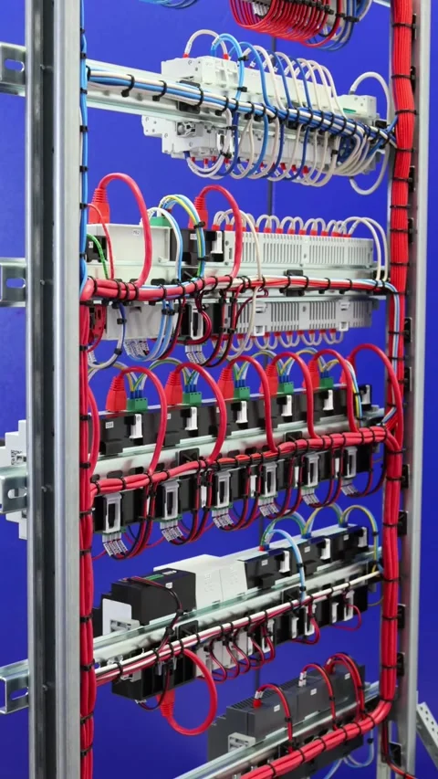 The reverse side of the electrical switchboard. Stock Footage 339298651