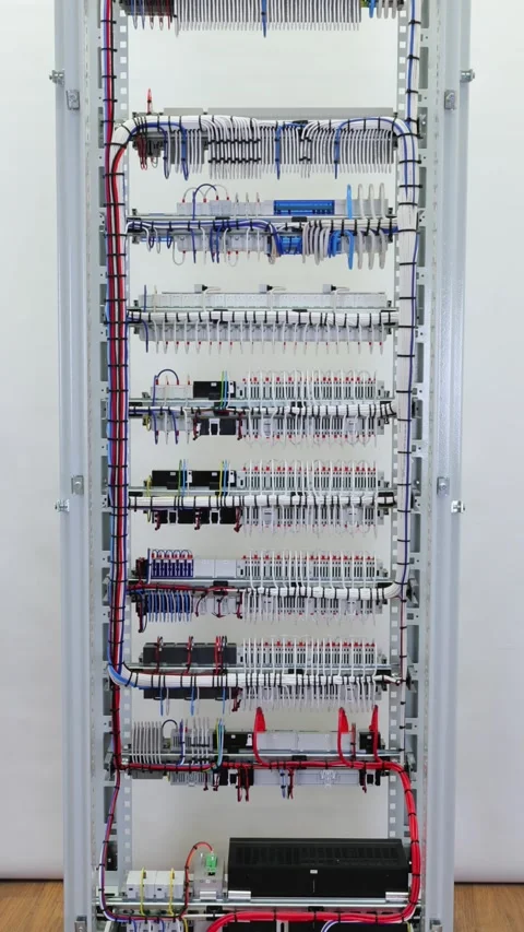The reverse side of the electrical switchboard. Stock Footage 339298913