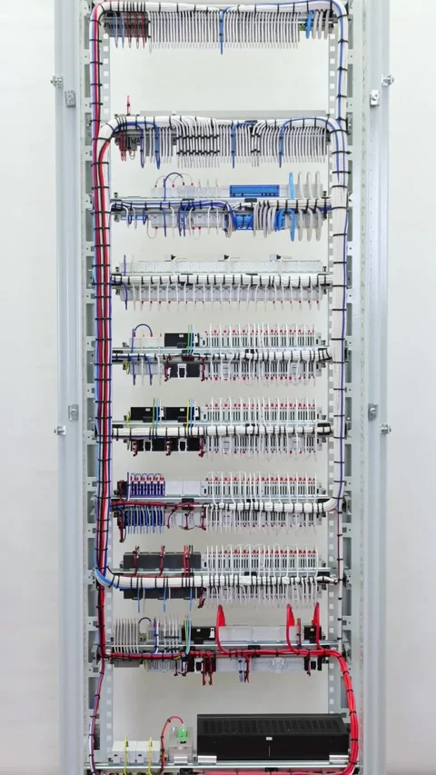 The reverse side of the electrical switchboard. Stock Footage 339299054