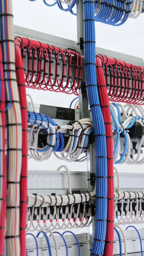 The reverse side of the electrical switchboard. Stock Footage 339299216