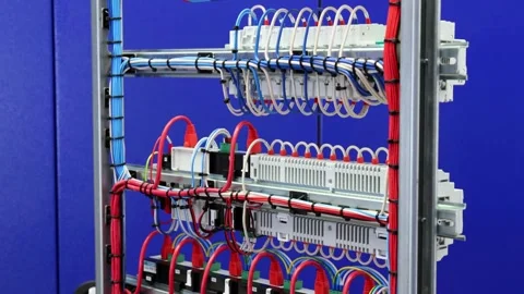 The reverse side of the electrical switchboard. Stock Footage 339299224