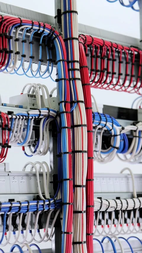 The reverse side of the electrical switchboard. Stock Footage 339299275