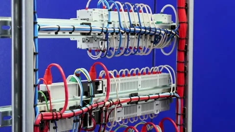 The reverse side of the electrical switchboard. Stock Footage 339299317