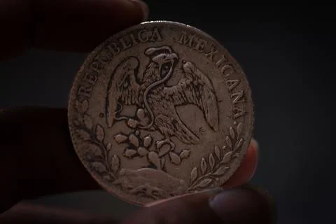 Reverse Side of Mexican Silver Coin with Eagle Design Stock-Fotos