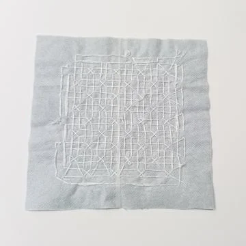Reverse side of sashiko embroidery stitching Stock Photos