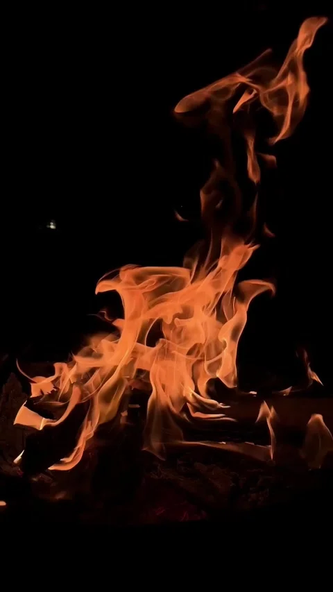 A reverse slow motion video of flames of a bonfire in winter nights Stock Footage 329035043