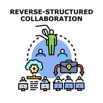Reverse structured collaboration working process concept Stock Illustration
