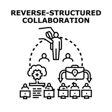 Reverse structured collaboration working process concept Stock Illustration