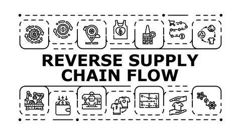 Reverse supply chain flow banner icon vector illustration Ilustración de archivo