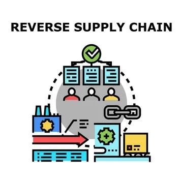 Reverse supply chain managing returning products and recycling Stock Illustration