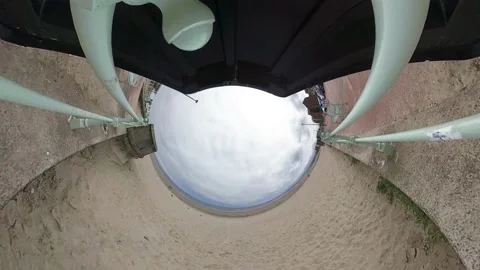 Reverse tiny planet of Portobello beach Edinburgh Stock Footage 137299239