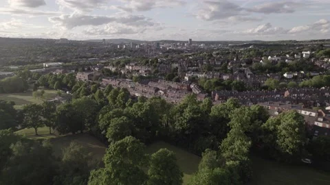 Reverse Tracking of Sheffield's Meersbrook park Stock Footage 195349378