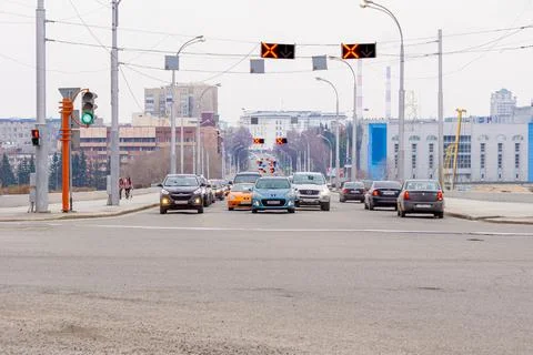 Reverse traffic in the city Stock Photos
