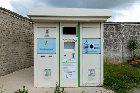 Reverse vending machine for plastic bottle recycling Stock Photos
