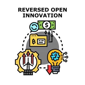 Reversed open innovation business process strategy Stock Illustration