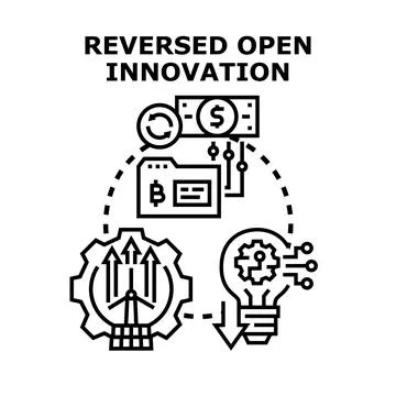 Reversed open innovation business process strategy Stock Illustration