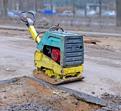 Reversible plate compactor Stock Photos