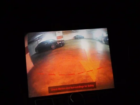 Reversing camera displays a rear view Stock Footage 91277397
