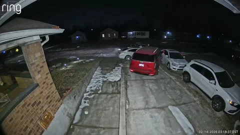 Reversing Car Hits Three Parked In Driveway, Indianapolis, Indiana, USA - 14 Feb Stock Footage 330132469