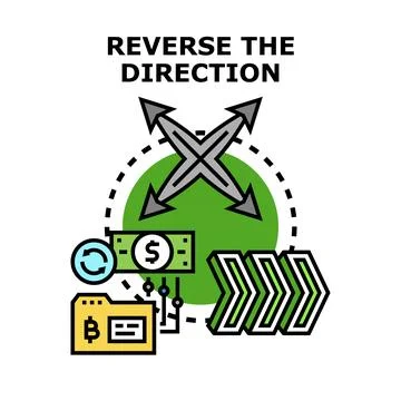 Reversing direction concept changing financial flow Stock Illustration