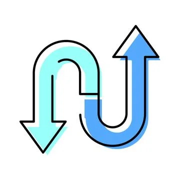 Reversing process with up and down arrows icon Stock Illustration