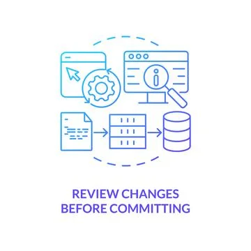 Review changes before committing blue gradient concept icon Stock Illustration