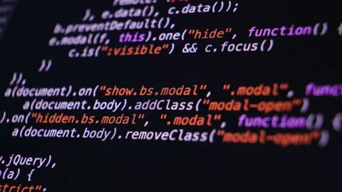 Review code, search for critical error. Exploits and Debugging. Remote programme Stock Footage 171054699