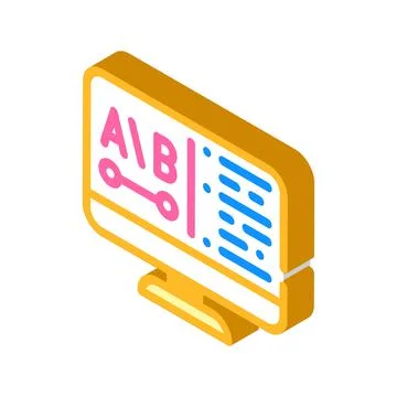 Review on computer screen isometric icon vector illustration Illustrazione stock