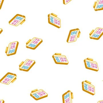 Review on computer screen isometric icon seamless pattern 스톡 일러스트