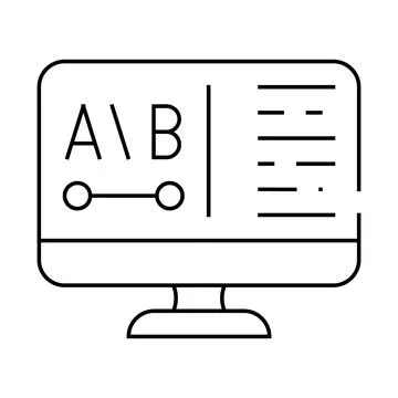 Review on computer screen line icon vector illustration Stock Illustration