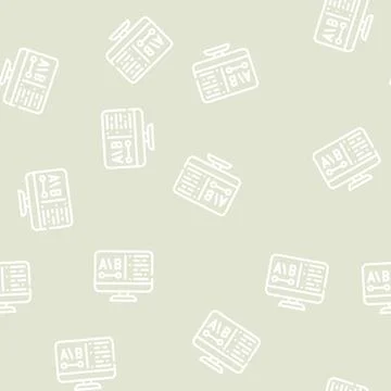 Review on computer screen line vector seamless pattern Stock Illustration