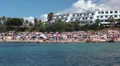 Review of Coral Bay beach from the sea. Paphos, Cyprus HD Footage